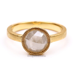 salt and pepper round rose cut diamond ring