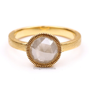 salt and pepper round rose cut diamond ring