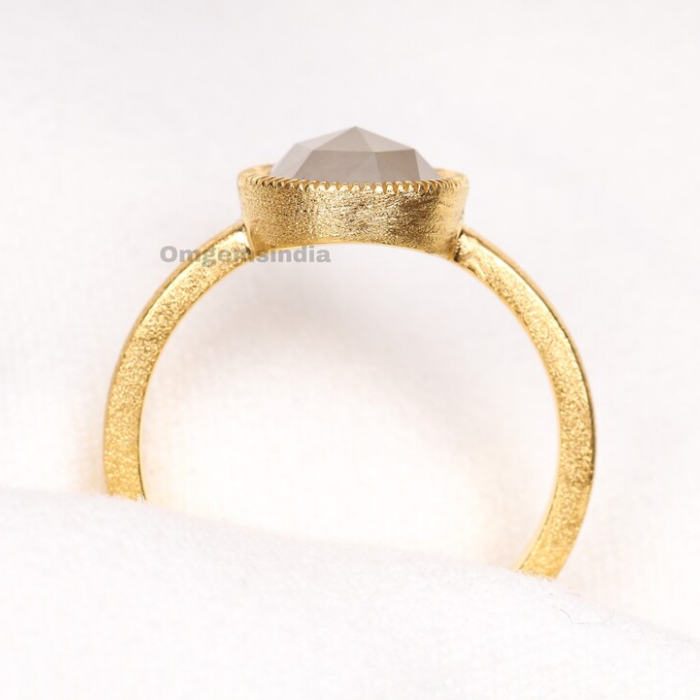 salt and pepper round rose cut diamond ring