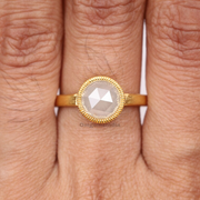 salt and pepper round rose cut diamond ring