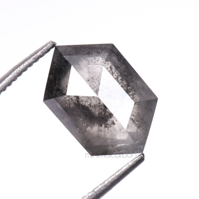 1.84 CT, 9.4 X 6.2 MM | Salt And Pepper Hexagon Cut Diamond