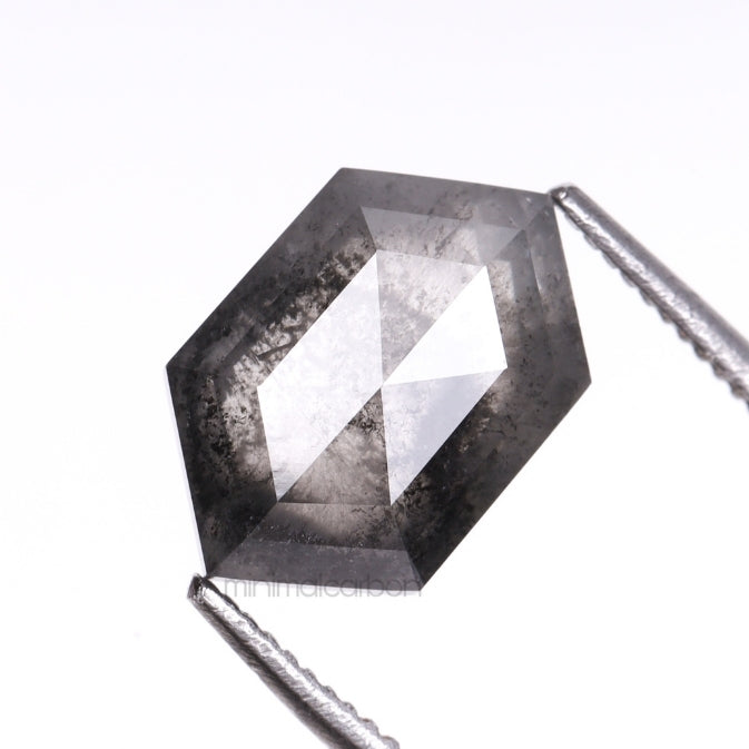 1.84 CT, 9.4 X 6.2 MM | Salt And Pepper Hexagon Cut Diamond