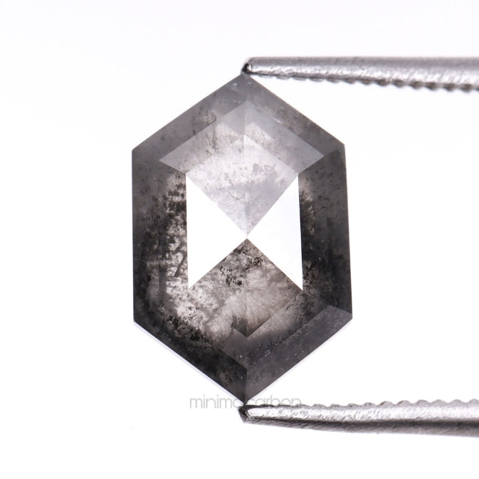 1.84 CT, 9.4 X 6.2 MM | Salt And Pepper Hexagon Cut Diamond