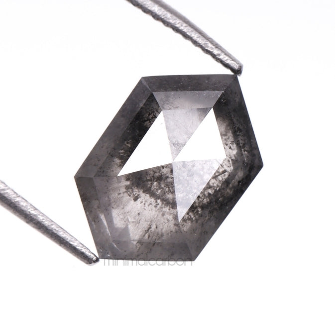 1.84 CT, 9.4 X 6.2 MM | Salt And Pepper Hexagon Cut Diamond