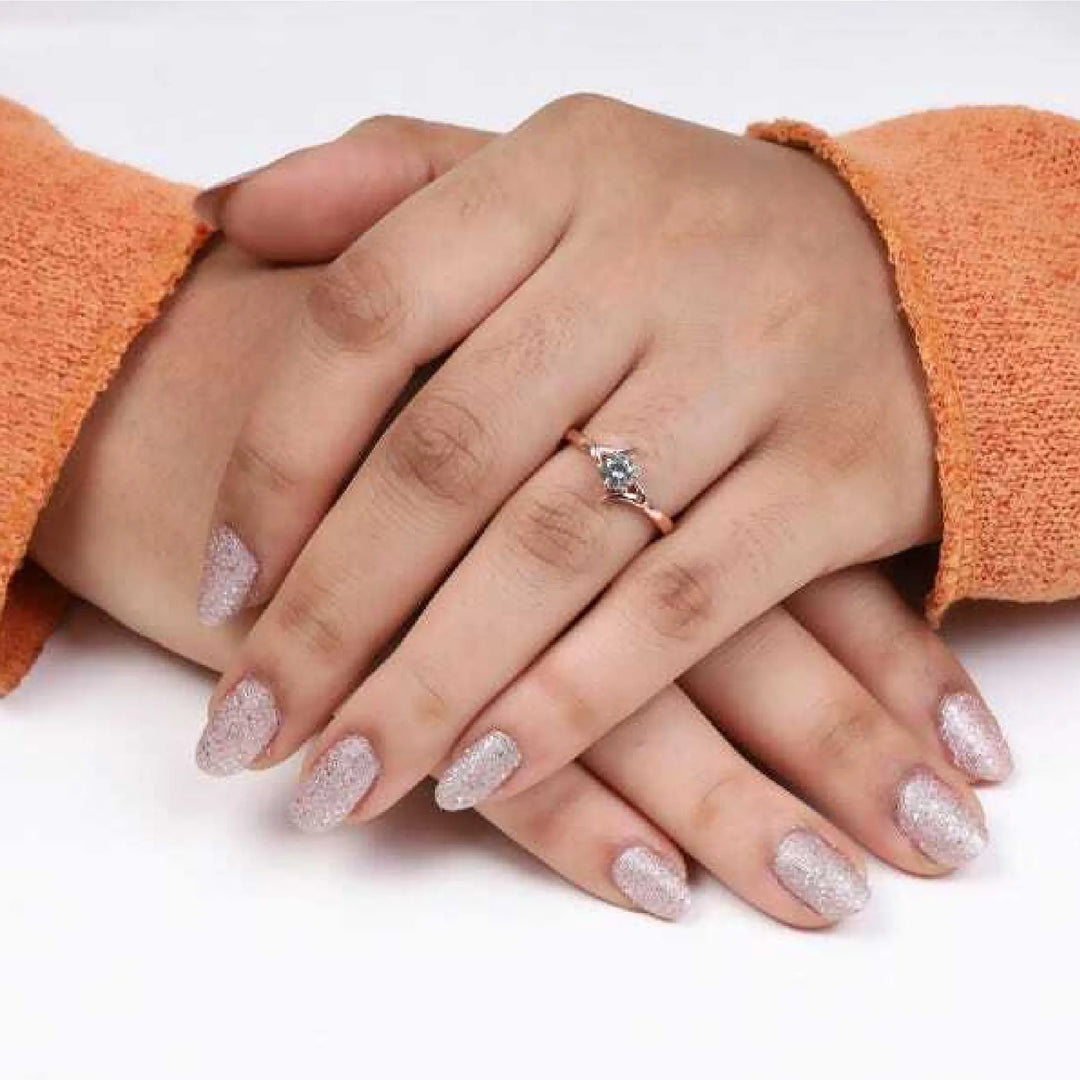 Salt and Pepper Diamond Bypass Engagement Ring - Minimal Carbon