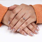 Salt and Pepper Diamond Bypass Engagement Ring - Minimal Carbon