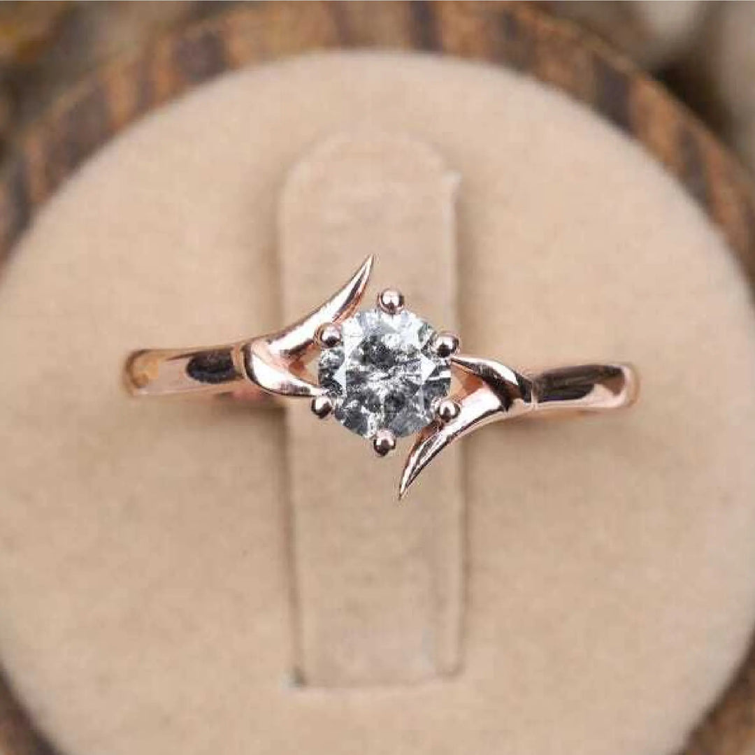 Salt and Pepper Diamond Bypass Engagement Ring - Minimal Carbon