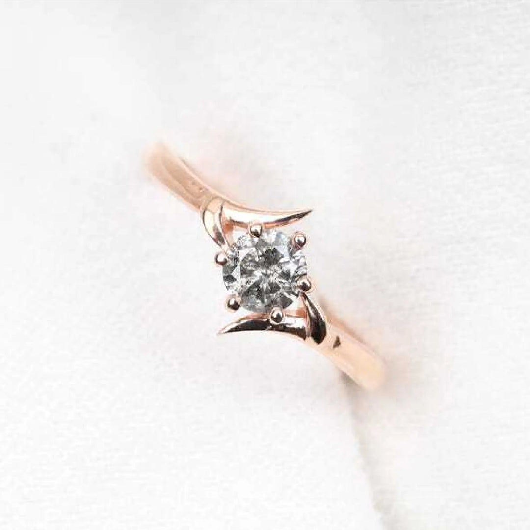 Salt and Pepper Diamond Bypass Engagement Ring - Minimal Carbon