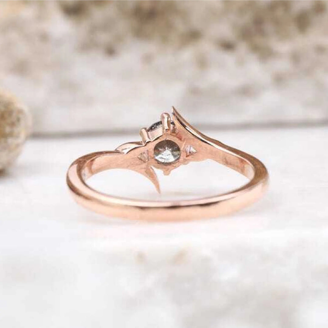 Salt and Pepper Diamond Bypass Engagement Ring - Minimal Carbon