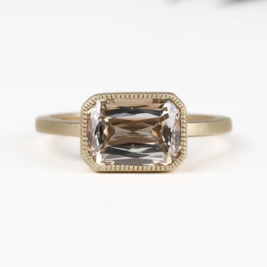 Satin Matte Finish Ring-Champagne Cushion Cut Ring