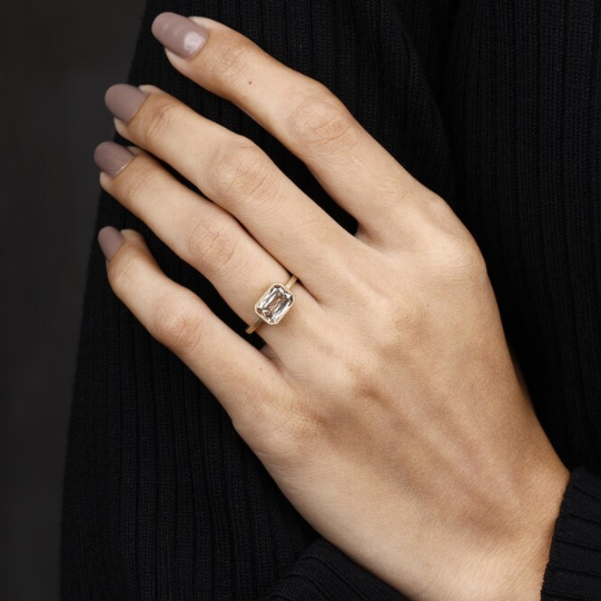 Satin Matte Finish Ring-Champagne Cushion Cut Ring