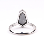 Shield Cut Salt and Pepper Diamond Bezel Set Solitaire Ring - Minimal Carbon