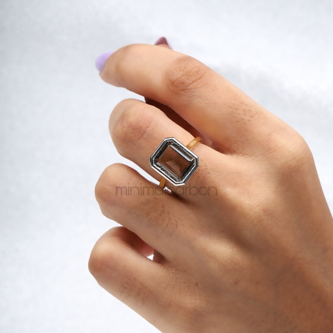 Smoky Quartz Ring - Minimal Carbon