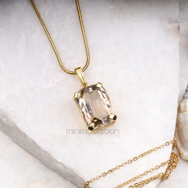 Smoky Quartz Pendant - Minimal Carbon