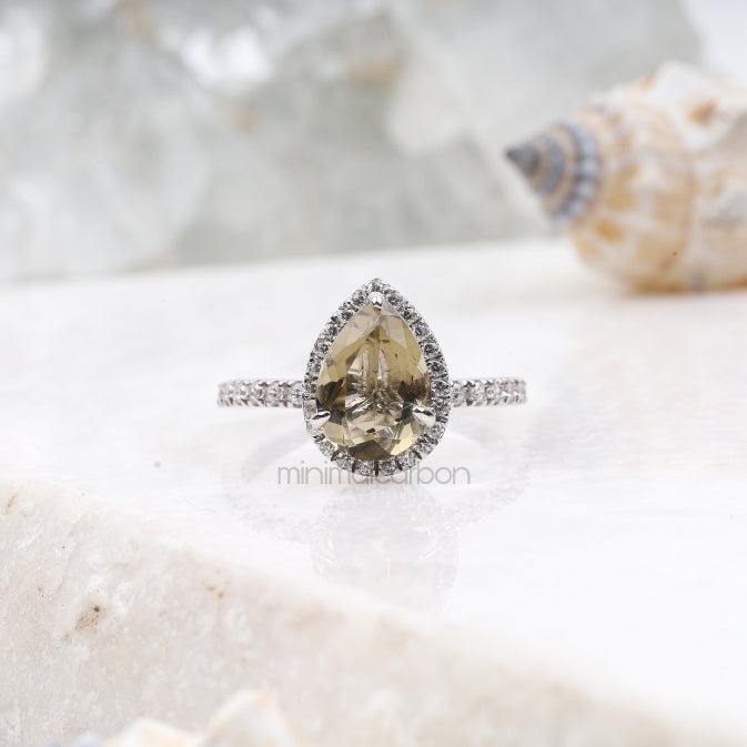 Zultanite Pear Ring Halo Engagement Ring