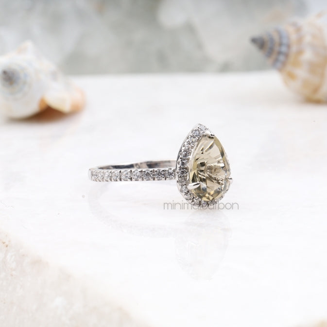 Zultanite Pear Ring Halo Engagement Ring - Minimal Carbon