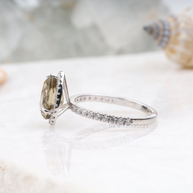 Zultanite Pear Ring Halo Engagement Ring - Minimal Carbon