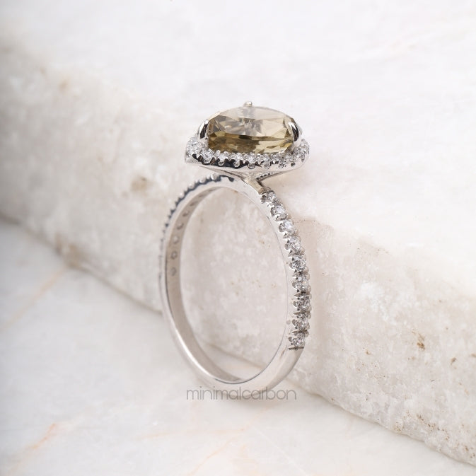 Zultanite Pear Ring Halo Engagement Ring - Minimal Carbon