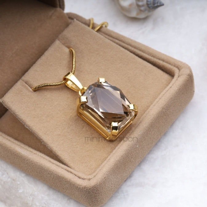 Smoky Quartz Pendant - Minimal Carbon