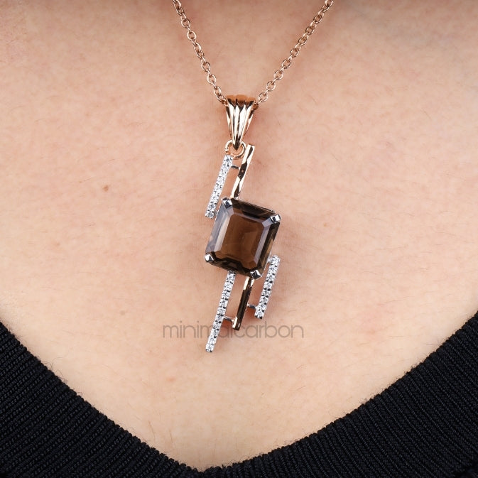 Smoky Quartz Pendant - Minimal Carbon