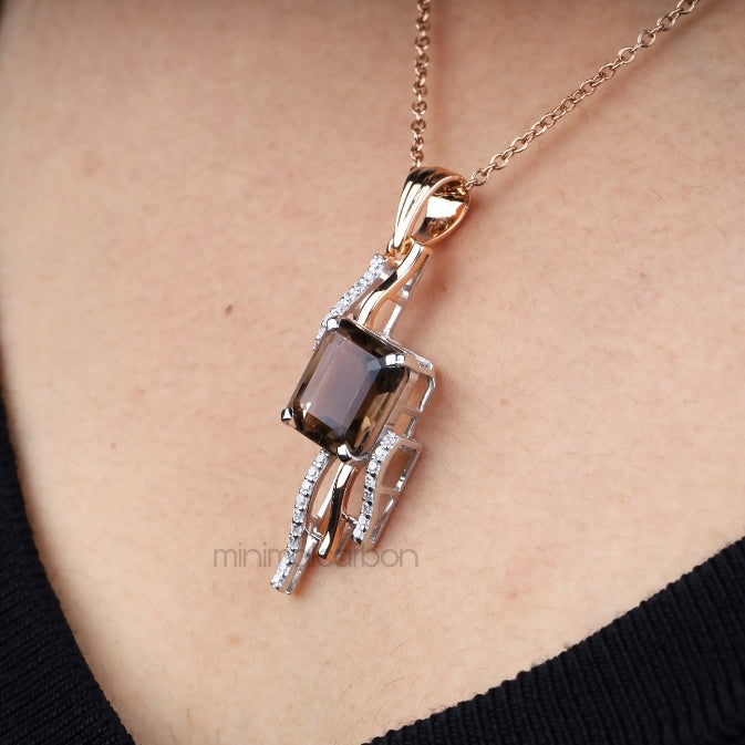 Smoky Quartz Pendant - Minimal Carbon