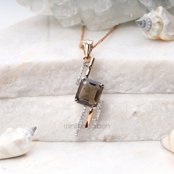 Smoky Quartz Pendant - Minimal Carbon