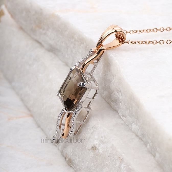 Smoky Quartz Pendant - Minimal Carbon