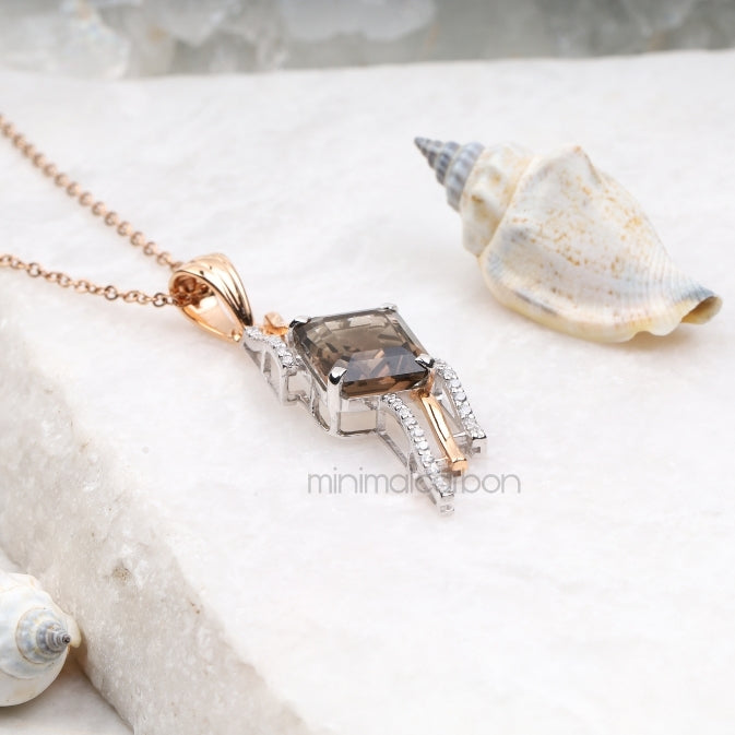 Smoky Quartz Pendant - Minimal Carbon