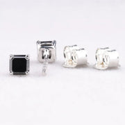 Square Shaped Black Diamond Stud Earrings