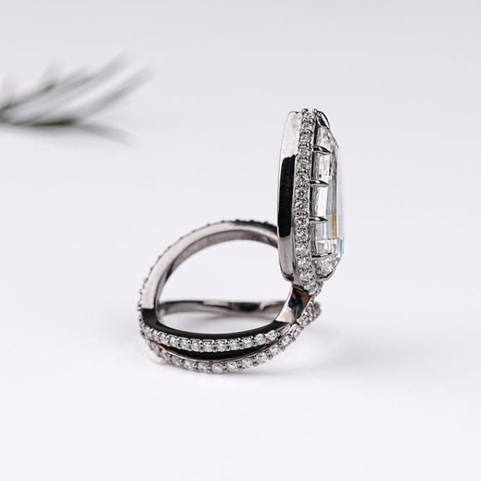 Step Cut Pear Lab Diamond Open Wrap Serpenti Ring