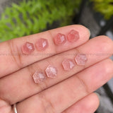 Natural Strawberry Quartz | Hexagon Strawberry Quartz Pair - Minimal Carbon