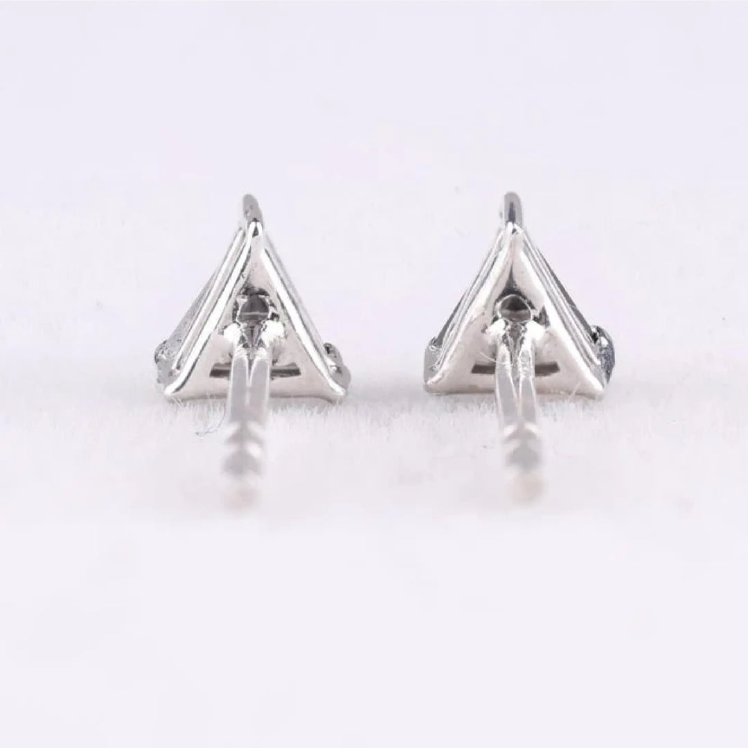 Triangle Shaped Black Diamond Stud Earrings
