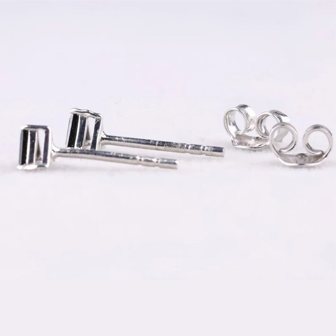 Triangle Shaped Black Diamond Stud Earrings