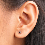 Triangle Shaped Black Diamond Stud Earrings