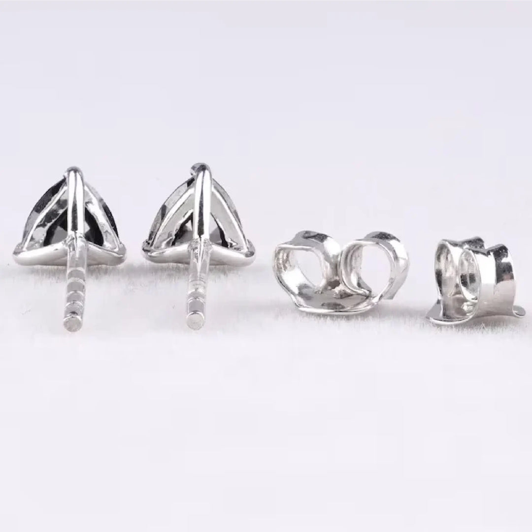 Trillion Cut Black Diamond Stud Earrings