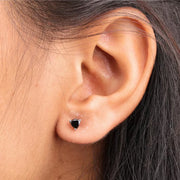 Trillion Cut Black Diamond Stud Earrings