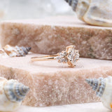 Kite Cut Salt and Pepper Lab Diamond Bridal Ring