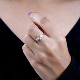 Kite Cut Salt and Pepper Lab Diamond Bridal Ring