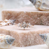 Kite Cut Salt and Pepper Lab Diamond Bridal Ring
