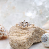 Kite Cut Salt and Pepper Lab Diamond Bridal Ring