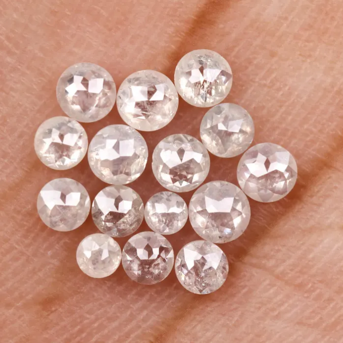 White Loose Natural Round Rose Cut Earth Mined Diamond