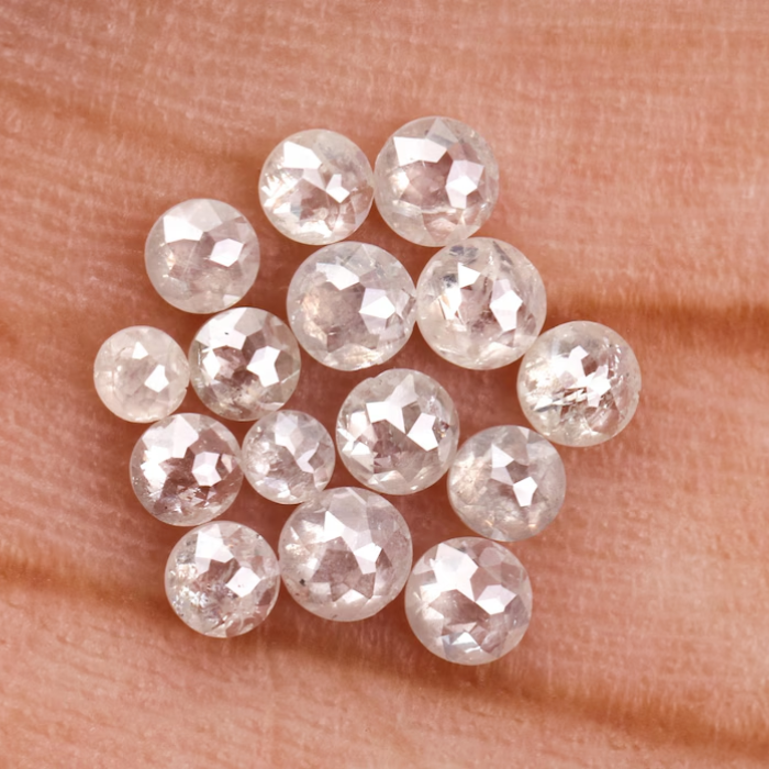 White Loose Natural Round Rose Cut Earth Mined Diamond