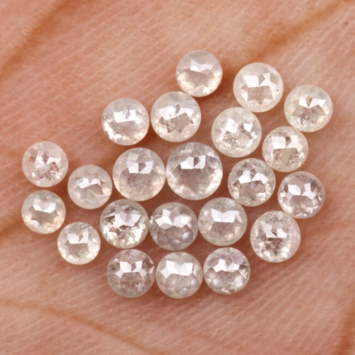 White Loose Round Rose Cut Natural Earth Mined Diamond