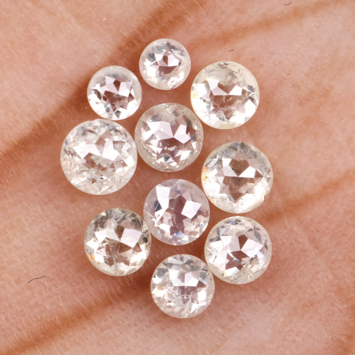 White Loose Round Rose Cut Natural Earth Mined Diamond - Minimal Carbon