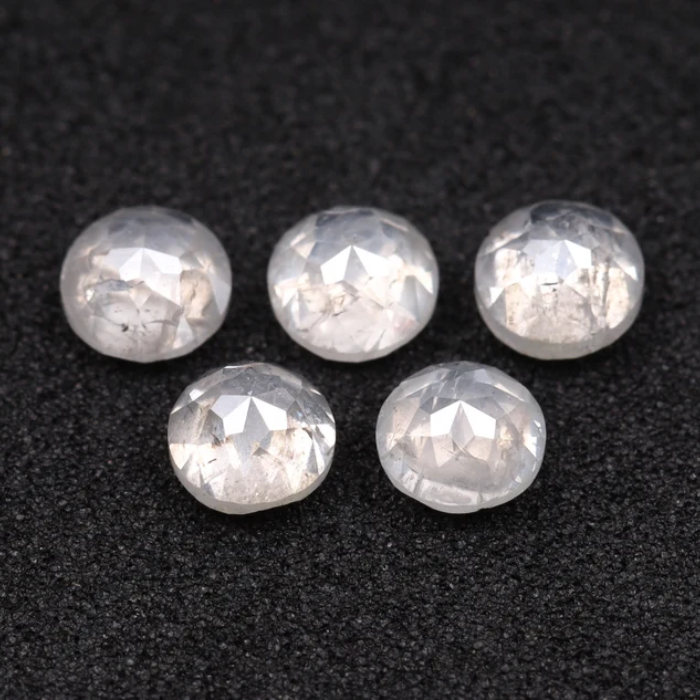 White Loose Round Rose Cut Natural Earth Mined Diamond - Minimal Carbon