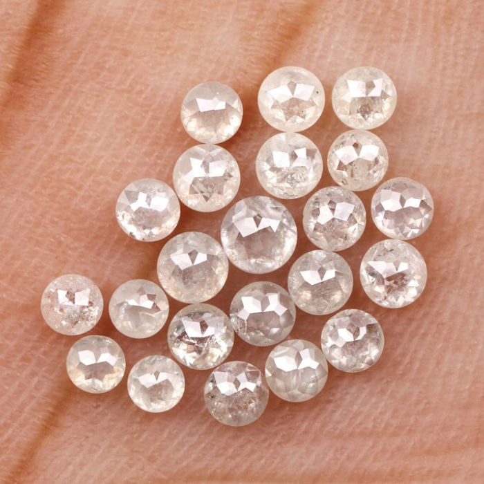 White Loose Round Rose Cut Natural Earth Mined Diamond