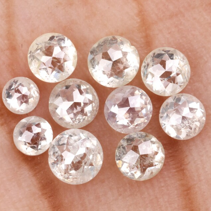 White Loose Round Rose Cut Natural Earth Mined Diamond - Minimal Carbon