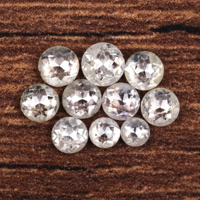 White Loose Round Rose Cut Natural Earth Mined Diamond - Minimal Carbon