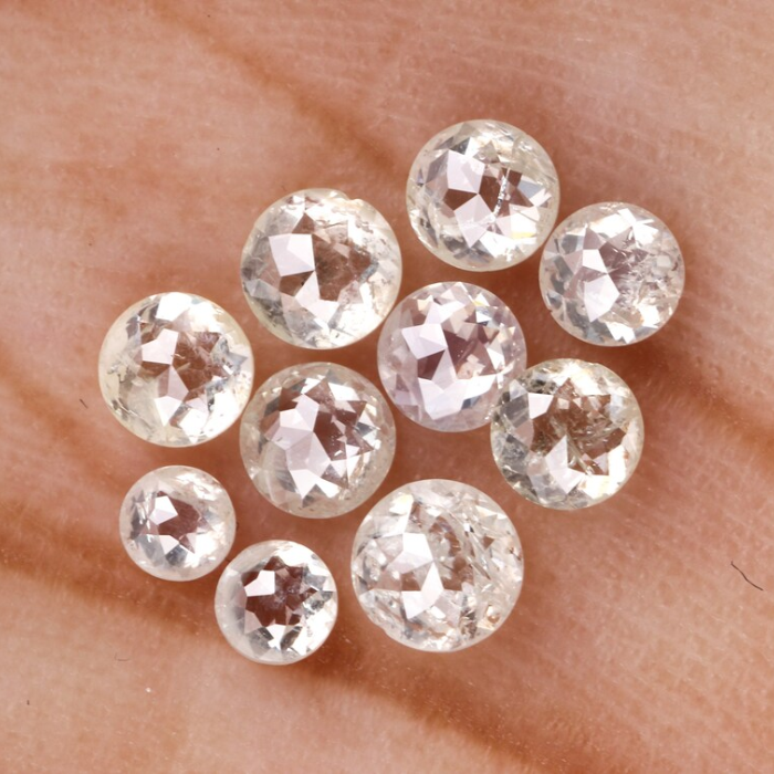 White Loose Round Rose Cut Natural Earth Mined Diamond - Minimal Carbon