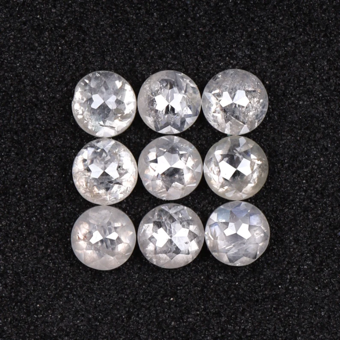 White Milky Round Rose Cut Loose Natural Earth Mined Diamond - Minimal Carbon
